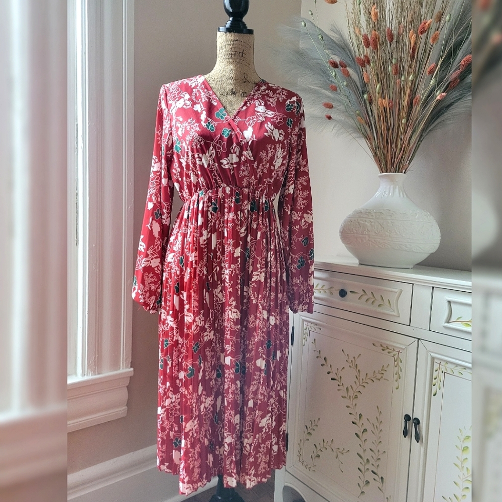 Pleated Floral Dress